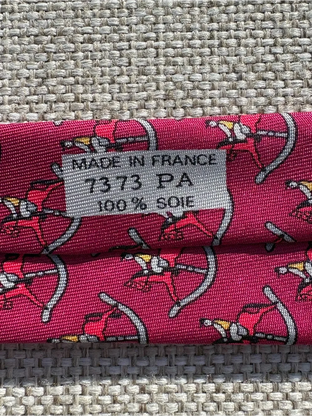 Hermès Paris Rocking Horse Rider Silk Tie Burgundy Pink France